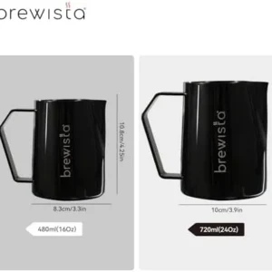 Brewista Precision Milk Frothing Pitcher, Steaming Jug, Coffee, Espresso Machine Accessories for Barista, Latte Art, Cappuccino, Stainless Steel Cup, 24 oz/720 ml, Matte Black view 7