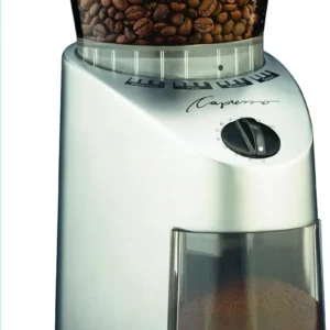 Capresso 560.04 Infinity Conical Burr Grinder, Brushed Silver view 1