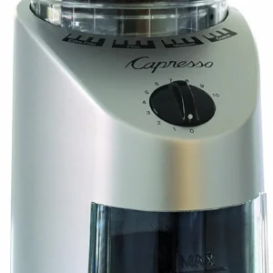 Capresso 560.04 Infinity Conical Burr Grinder, Brushed Silver view 2