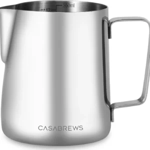 CASABREWS CASMP350 Milk Frothing Pitcher with Sharp Spout, 350ml (12oz) | Stainless Steel, for Cappuccino or Latte Art, V-Sharp Mouth Design, Ergonomic Handle, Easy To Clean view 1