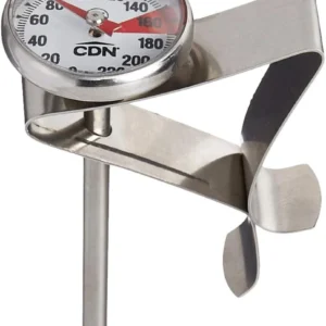CDN ProAccurate® Instant Read Beverage Frothing Thermometer with Clip for Precise Temperature Measurement, 5" Stainless Steel Stem, Black Case (IRT220-F) view 3