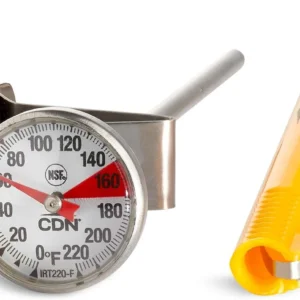 CDN ProAccurate® Instant Read Beverage Frothing Thermometer with Clip for Precise Temperature Measurement, 5" Stainless Steel Stem, Black Case (IRT220-F) view 5