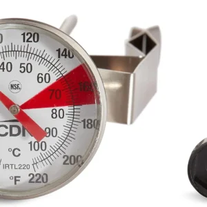 CDN ProAccurate® Instant Read Beverage Frothing Thermometer with Clip for Precise Temperature Measurement, 5" Stainless Steel Stem, Black Case (IRT220-F) view 6