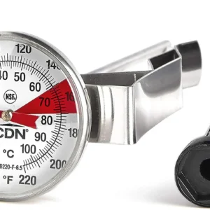 CDN ProAccurate® Instant Read Beverage Frothing Thermometer with Clip for Precise Temperature Measurement, 5" Stainless Steel Stem, Black Case (IRT220-F) view 7