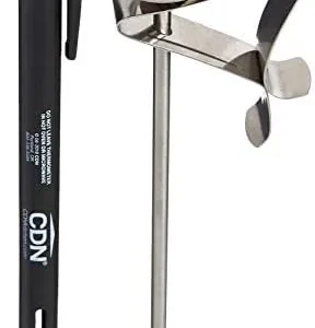 CDN ProAccurate® Instant Read Beverage Frothing Thermometer with Clip for Precise Temperature Measurement, 5" Stainless Steel Stem, Black Case (IRT220-F)