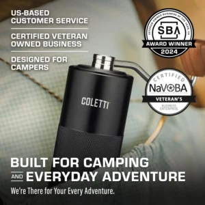 COLETTI Crag Manual Coffee Grinder — Hand Coffee Grinder — CNC Burr Precision Hand Grind, Heavy Duty for Travel, Camping, Hiking & Adventure – Includes Brush [Black Coat] view 6