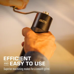 COLETTI Crag Manual Coffee Grinder — Hand Coffee Grinder — CNC Burr Precision Hand Grind, Heavy Duty for Travel, Camping, Hiking & Adventure – Includes Brush [Black Coat]