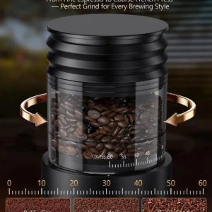 COOL KNIGHT Rechargeable Conical Burr Coffee Grinder, 60 Grind Settings & 5–98 Level Timer, Espresso Grinder with Bellows Hopper and Portafilter Holder, Easy to Clean view 2