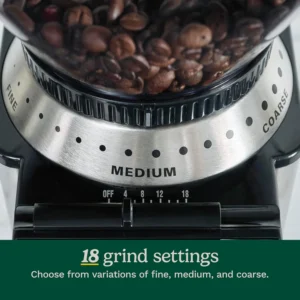 Cuisinart Coffee Grinder, Electric One-Touch Automatic Burr Coffee Grinder with 18-Position Grind Selector, Cup Size Selector for 4 – 18 Cups, DBM-8P1, Black Stainless view 4