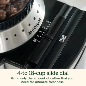Cuisinart Coffee Grinder, Electric One-Touch Automatic Burr Coffee Grinder with 18-Position Grind Selector, Cup Size Selector for 4 – 18 Cups, DBM-8P1, Black Stainless view 5
