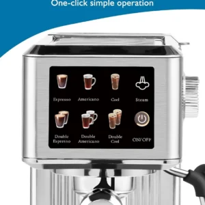 CUSIMAX Espresso Machine 20Bar Compact Coffee Machine with Powerful Steam Wand for Latte & Cappuccino, Stainless Steel Espresso Maker with 34oz Remevable Water Tank view 2