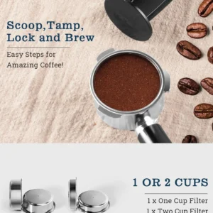 CUSIMAX Espresso Machine 20Bar Compact Coffee Machine with Powerful Steam Wand for Latte & Cappuccino, Stainless Steel Espresso Maker with 34oz Remevable Water Tank view 7
