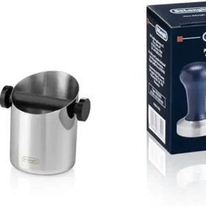 De'Longhi Knock Box for Coffee & Espresso Grounds, Easy & Mess-Free Disposal of Coffee Puck, Removable Bar and Non-Slip Base, Dishwasher Safe, Stainless Steel, 4-inch diameter,Silver view 7