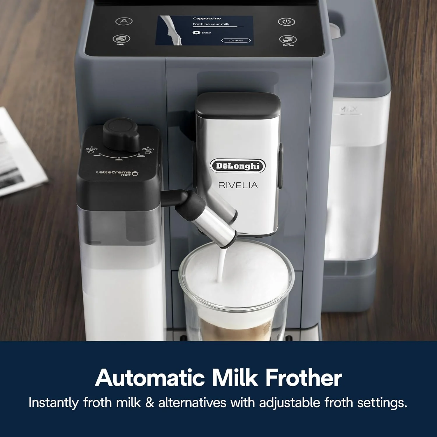Modern kitchen setting with De'Longhi Rivelia