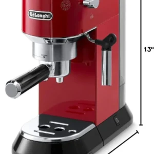 Delonghi EC680R DEDICA 15-Bar Pump Espresso Machine, Red view 7