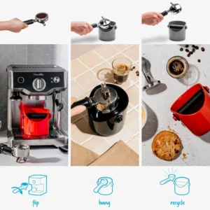 Dreamfarm Grindenstèin Sturdy, Compact, Modern Space-Saving Espresso Coffee Grind Knock Box - Silver view 3