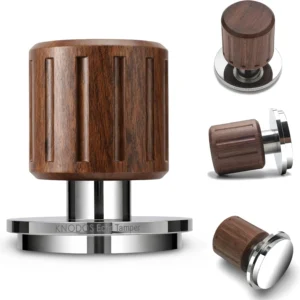 Echo Tamper 58mm – Walnut Spring Loaded Coffee Tamper with Click Feedback, Stainless Steel Base – 30LB Calibrated Espresso Tool for Perfectly Even Tamping Pressure view 1