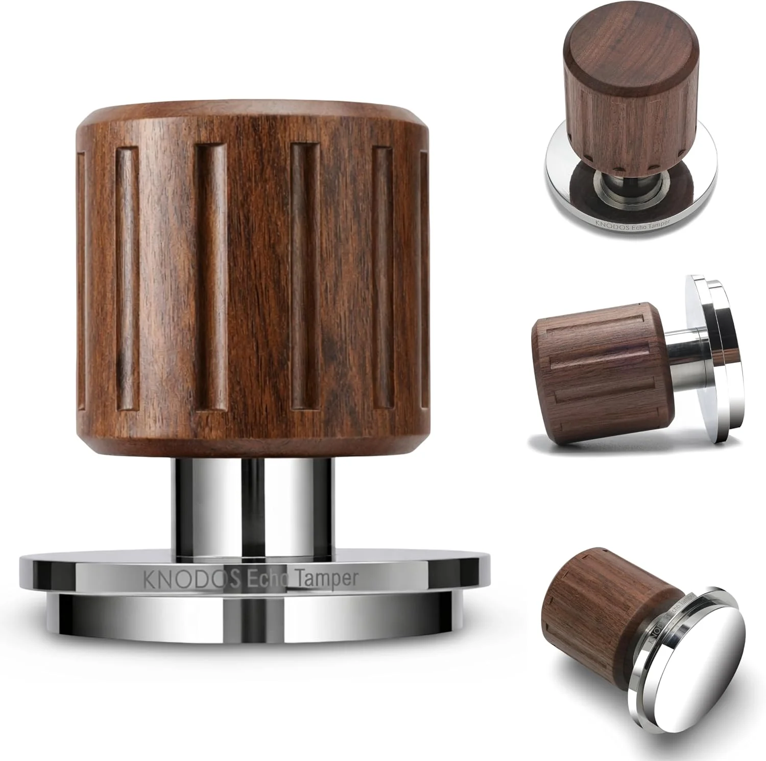 Echo 58.3mm walnut spring-loaded tamper