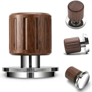 Echo Tamper 58mm – Walnut Spring Loaded Coffee Tamper with Click Feedback, Stainless Steel Base – 30LB Calibrated Espresso Tool for Perfectly Even Tamping Pressure