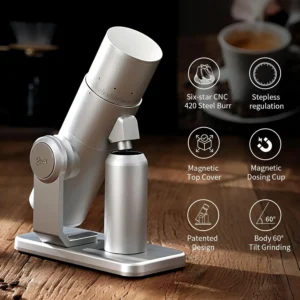 Electric Espresso Grinder, Coffee Bean Grinder for Home Use, Burr Coffee Grinder with 38MM 6-Star CNC Conical Burr and Magnetic Lid & Dosing Cup, Stepless Adjustment view 5