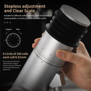 Electric Espresso Grinder, Coffee Bean Grinder for Home Use, Burr Coffee Grinder with 38MM 6-Star CNC Conical Burr and Magnetic Lid & Dosing Cup, Stepless Adjustment view 6