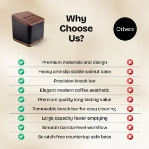 Espresso Knock Box with Lid – 1L Steel Coffee Knock Box Espresso with Walnut Non-Slip Base, Quiet Rubber Bar, Barista Essential for Home Coffee Station (Holds 20–25 Pucks), Black view 7