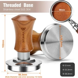 Espresso Tamper 58mm, YMWVH Premium Barista Coffee Tamper, 2 Spring Loaded Tampers with Stainless Steel Ripple Base, Constant 30lb Self Leveling 58.3mm Tampers without Tilting view 2