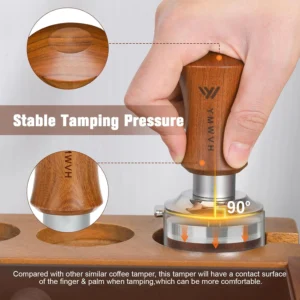 Espresso Tamper 58mm, YMWVH Premium Barista Coffee Tamper, 2 Spring Loaded Tampers with Stainless Steel Ripple Base, Constant 30lb Self Leveling 58.3mm Tampers without Tilting view 4