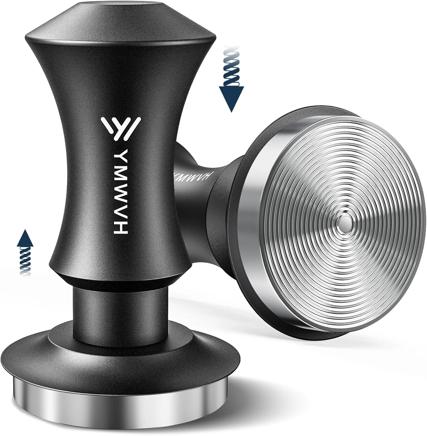 Espresso Tamper 58mm, YMWVH Premium Barista Coffee Tamper, 2 Spring Loaded Tampers with Stainless Steel Ripple Base, Constant 30lb Self Leveling 58.3mm Tampers without Tilting