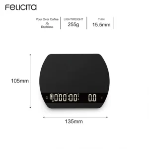 FELICITA ARC Coffee Scale, Electronic Espresso Scale and Pour-Over Coffee Scale with Timer, 0.1g Accurate, Water Flow Rate and Auto Timing Functions with 5 Working Modes view 3