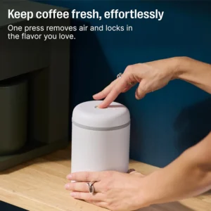 Fellow Atmos Electric Stainless Steel Vacuum Coffee Canister, Black | Auto-Seals to Preserve Freshness, Holds 16 oz Beans, One-Touch Seal, for Coffee Grounds, Tea & Spices, Airtight 1.2L view 3