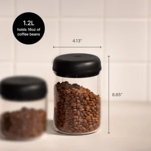 Fellow Atmos Electric Stainless Steel Vacuum Coffee Canister, Black | Auto-Seals to Preserve Freshness, Holds 16 oz Beans, One-Touch Seal, for Coffee Grounds, Tea & Spices, Airtight 1.2L view 4