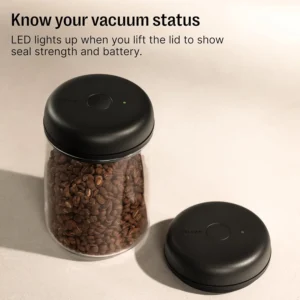 Fellow Atmos Electric Stainless Steel Vacuum Coffee Canister, Black | Auto-Seals to Preserve Freshness, Holds 16 oz Beans, One-Touch Seal, for Coffee Grounds, Tea & Spices, Airtight 1.2L view 5