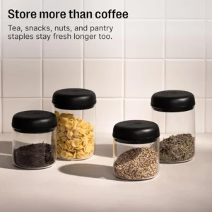 Fellow Atmos Electric Stainless Steel Vacuum Coffee Canister, Black | Auto-Seals to Preserve Freshness, Holds 16 oz Beans, One-Touch Seal, for Coffee Grounds, Tea & Spices, Airtight 1.2L