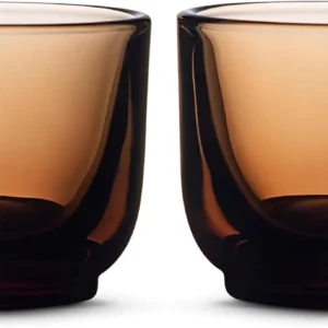 Fellow Pirch Espresso Shot Glass 3.5 oz Set of 2, Amber Artisanal Espresso Cups, Handcrafted Soda Lime Glass – Heat Retaining, Dishwasher & Microwave Safe for Latte Art & Coffee view 1