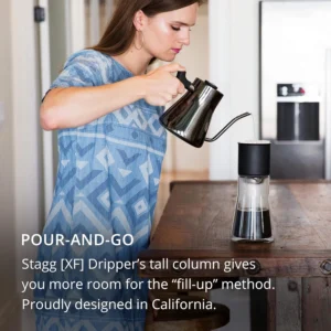 Fellow Stagg [XF] Pour-Over Coffee Maker Set – Stainless Steel Dripper, 20 oz Double Wall Glass Carafe & 30 Paper Filters, Built-in Ratio Aid, No Plastic Brewing, Matte Black view 2