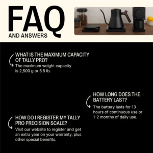 Fellow Tally Pro Coffee Scale with Timer – Espresso Scale for Pour Over and Barista Brewing, Brew Assist Mode, 0.1g Accuracy, OLED Display, Rechargeable, Glass Top – Matte Black view 3