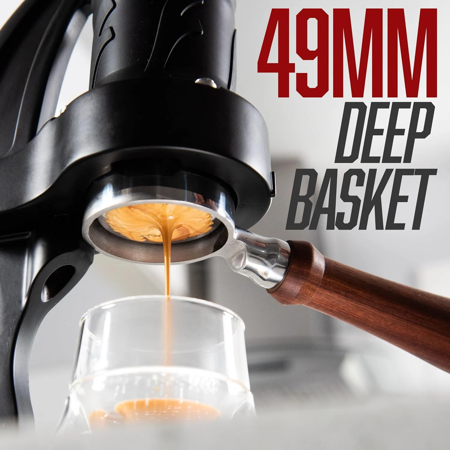 Stainless steel brew components of the Flair 49 PRO