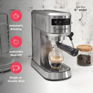 Frigidaire Steam Espresso Maker, Coffee Machine with Milk Frother & Cup Warmer, 20 Bar Pressure, 34 oz Removable Water Tank, Single or Double Shot, Stainless Steel view 5