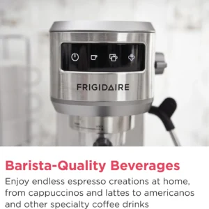 Frigidaire Steam Espresso Maker, Coffee Machine with Milk Frother & Cup Warmer, 20 Bar Pressure, 34 oz Removable Water Tank, Single or Double Shot, Stainless Steel view 6