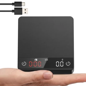 Garnen Mini Espresso Coffee Scale with Timer, 0.1g Digital Smart Scale | 0.1g High Precision, Auto Timing Mode, USB C Rechargeable, LED Display, Pour Over Espresso Scale, 2kg Max Capacity view 1