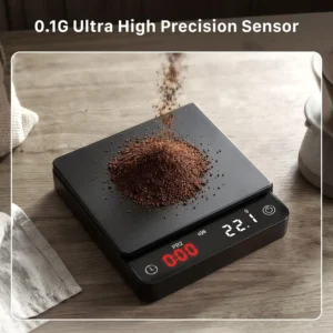 Garnen Mini Espresso Coffee Scale with Timer, 0.1g Digital Smart Scale | 0.1g High Precision, Auto Timing Mode, USB C Rechargeable, LED Display, Pour Over Espresso Scale, 2kg Max Capacity view 2
