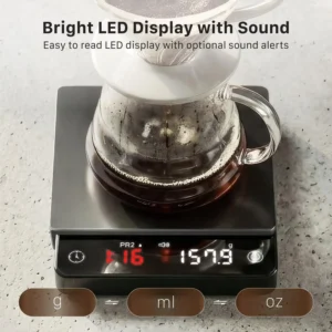 Garnen Mini Espresso Coffee Scale with Timer, 0.1g Digital Smart Scale | 0.1g High Precision, Auto Timing Mode, USB C Rechargeable, LED Display, Pour Over Espresso Scale, 2kg Max Capacity view 6