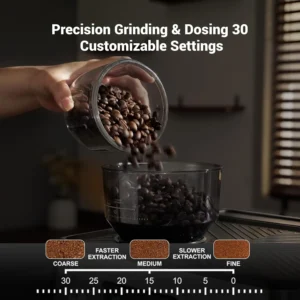 Gevi 20 Bar Espresso Machine with Built-in Grinder & Milk Frother | Professional Coffee Maker for Home | Cappuccino, Latte, 2.3L Removable Water Tank, Stainless Steel Steam Wand view 2