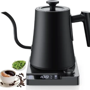 Gooseneck Electric Kettle, ±1°F Temperature Control, Up to 24H Keep Warm, 1.0L 1200W Fast Heating, 304 Stainless Steel Interior, Built-in Brew Timer, Pour Over Kettle for Coffee and Tea view 1