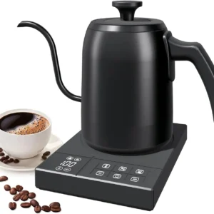 Gooseneck Electric Kettle, ±1°F Temperature Control, Up to 24H Keep Warm, 1.0L 1200W Fast Heating, 304 Stainless Steel Interior, Built-in Brew Timer, Pour Over Kettle for Coffee and Tea