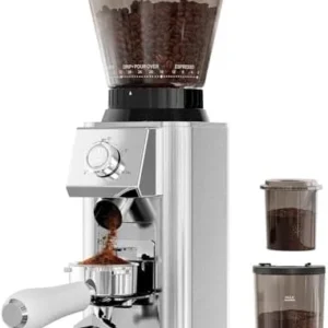 IAGREEA Conical Burr Coffee Grinder, 48 Grind Settings, 450RPM Low-Speed Anti-Static, Precision Timer, Portafilter Holder for Espresso, Drip, French Press, Cold Brew, Stainless Steel