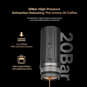 IKAPE KAPO K2 Portable Espresso Machine with Bl uetooth APP Connect & 51mm Bottomless Basket, Electric Coffee Maker 20 Bar Pressure, for Home, Travel, Camping view 4