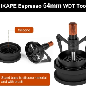 IKAPE Mantis WDT Distribution Tool with Clean Brush, V1-54mm Espresso Stirrer for Barista - 10 Needle Espresso Stirrer with Dosing Funnel & Stand, Adjustable Needle Height, Walnut Handle view 4