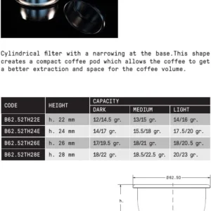 IMS Precision 18-22 g filter basket B62.52TH28E compatible with 54mm Breville Sage Express, Bambino, Bambino Plus, Barista Pro, Impress, Barista Touch, Infuser. Doesn't fit JET model view 2